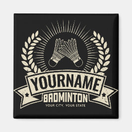 Imán Nombre del jugador de Badminton personalizado Racq