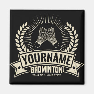 Imán Nombre del jugador de Badminton personalizado Racq