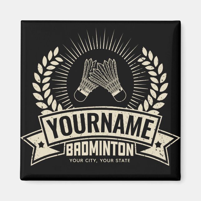 Imán Nombre del jugador de Badminton personalizado Racq (Frente)