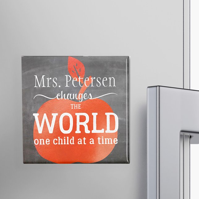 Imán Nombre del profesor Chalkboard Red Apple y presupu (Subido por el creador)