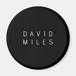 Imán Nombre editable minimalista moderno   Blanco y neg