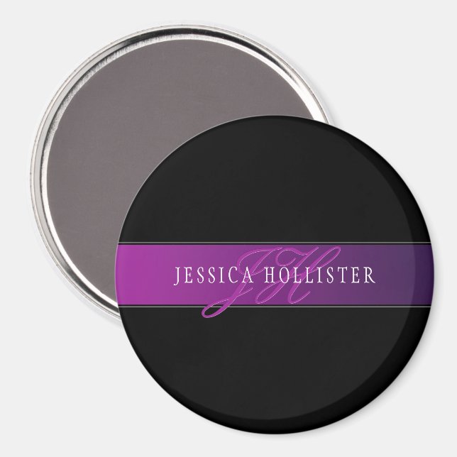 Imán Nombre elegante y comienzo/s monogramado (Anverso/Reverso)