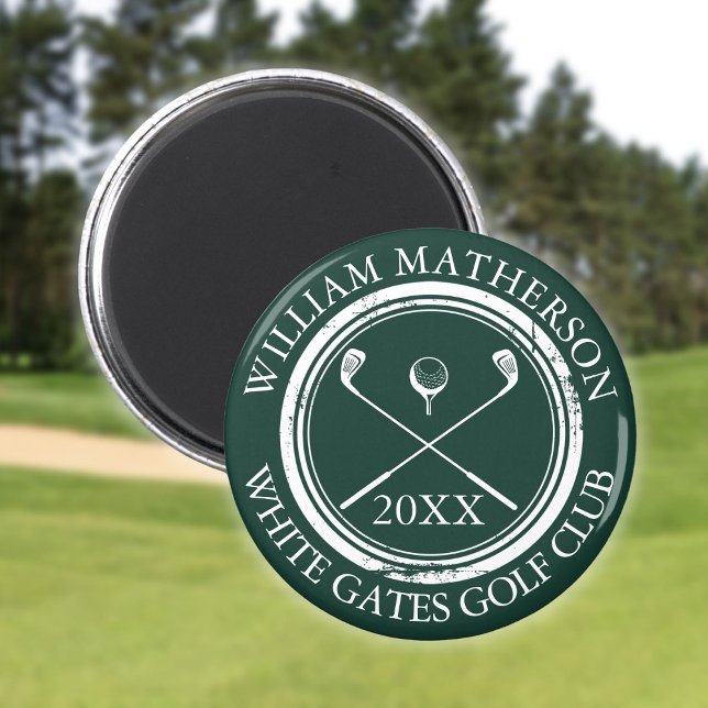 Imán Nombre esmeralda verde y nombre del club Fecha (Emerald Green Name And Club Name Date Magnet)