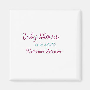 Imán nombre fecha baby shower azul amarillo tierno orej