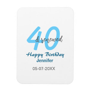 Imán nombre fecha cumpleaños 40 y renovado número azul