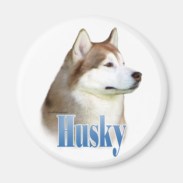 Imán Nombre Husky Siberiano Rojo - Magnet (Frente)