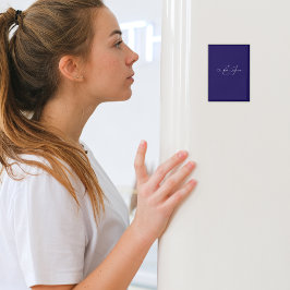 Imán nombre monograma clásico azul y blanco