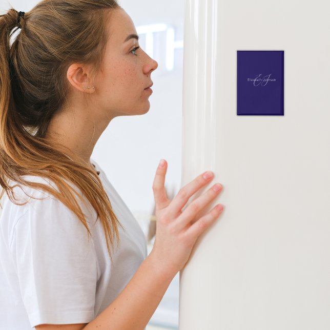 Imán nombre monograma clásico azul y blanco (Subido por el creador)