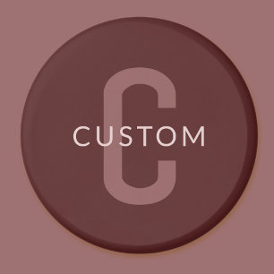 Imán Nombre Monogramado de aspecto moderno   Maroon Red