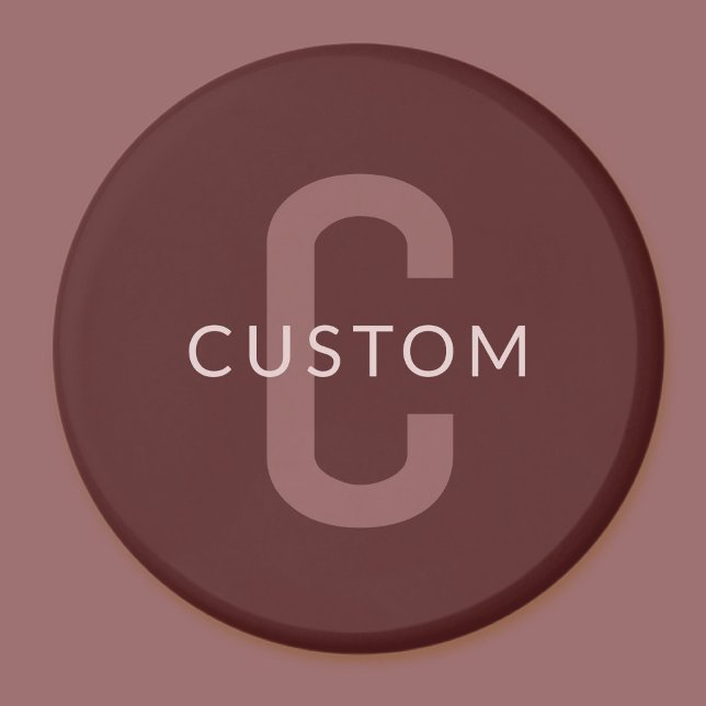 Imán Nombre Monogramado de aspecto moderno | Maroon Red (Subido por el creador)