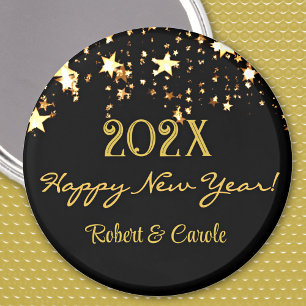 Imán Nombre, Negro y Oro Feliz Año Nuevo 2.25-a favor
