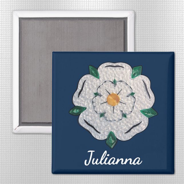 Imán Nombre, papel Quilled Yorkshire White Rose 2-in (Subido por el creador)