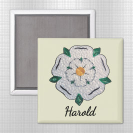 Imán Nombre, papel Quilled Yorkshire White Rose 2-in