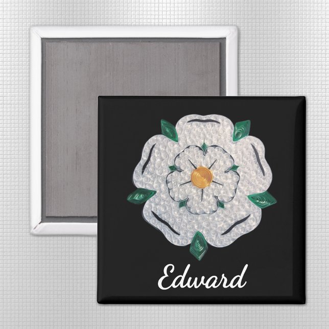 Imán Nombre, papel Quilled Yorkshire White Rose 2-in (Subido por el creador)