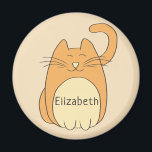 Imán Nombre para añadir gatos de Personalizado circular<br><div class="desc">Un lindo personalizado personalizado. Todos los colores de este gato vector se pueden personalizar y cambiar a cualquier color que desee. Con tu nombre o cualquier texto en el vientre del gato.</div>