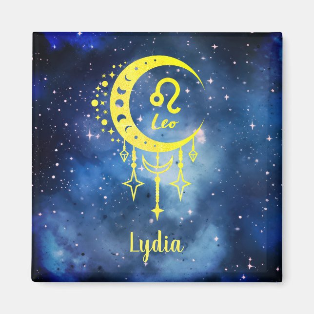 Imán Nombre personalizado amarillo y azul medianoche Le (Frente)