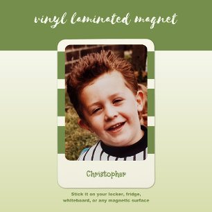 Imán Nombre personalizado añadir foto con franjas verde