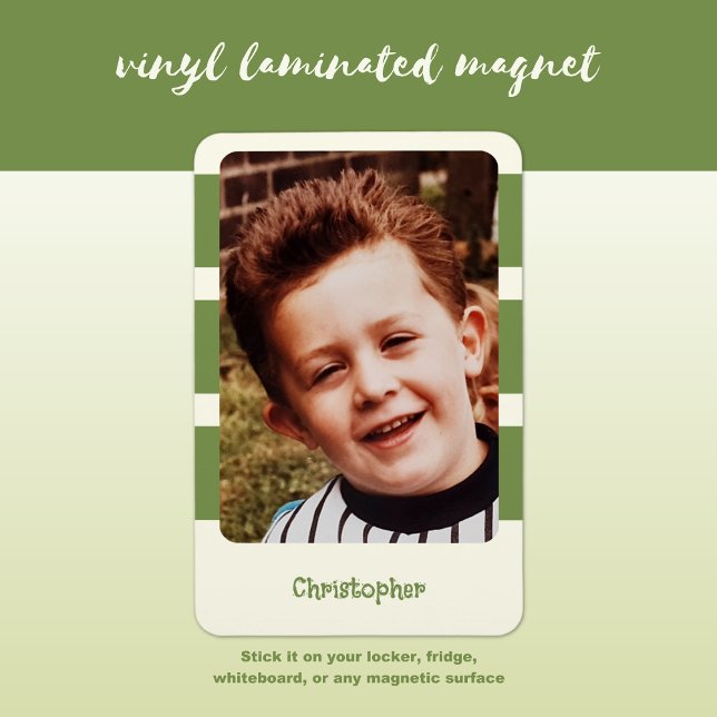 Imán Nombre personalizado añadir foto con franjas verde (Subido por el creador)