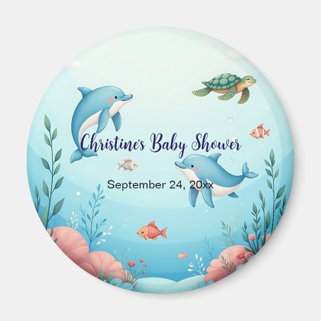 Imán Nombre personalizado bajo el favor de Baby Shower  (Frente)