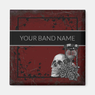 Imán Nombre personalizado Banda Merch Skull Rosa Rock R