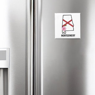 Imán Nombre personalizado Bandera de Alabama y camellia