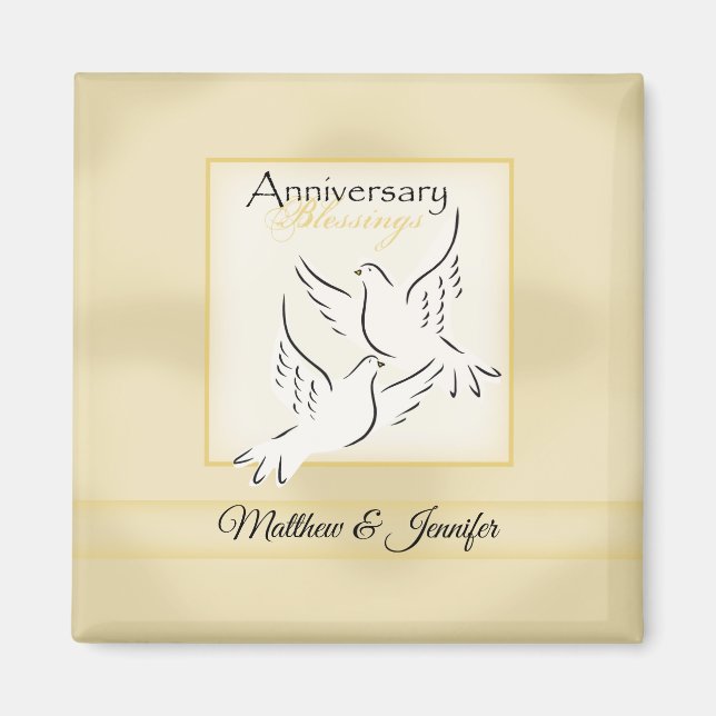 Imán Nombre personalizado, bendiciones de aniversario d (Frente)