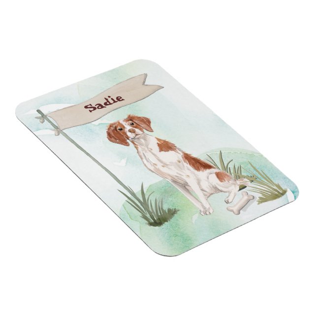 Imán Nombre personalizado Brittany perro mascota (Lado Derecho)