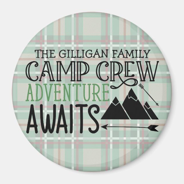 Imán NOMBRE personalizado Cabina Camping Adventure (Frente)