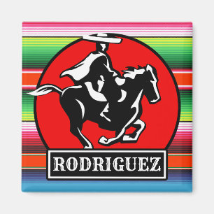 Imán NOMBRE Personalizado Carro Caballo Serape Español