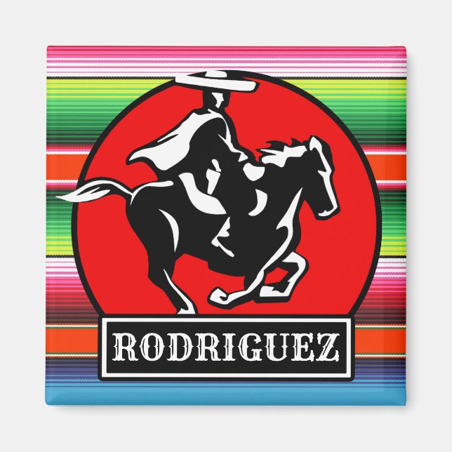 Imán NOMBRE Personalizado Carro Caballo Serape Español  (Frente)