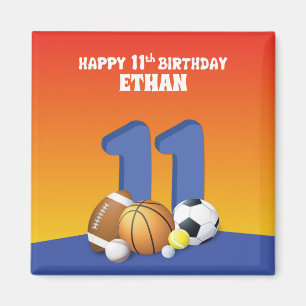 Imán Nombre personalizado chico cumpleaños 11 deportes