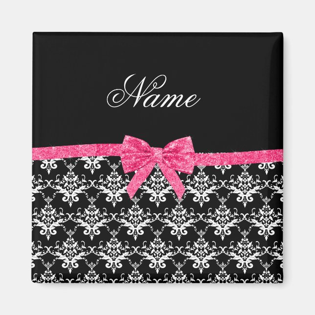 Imán Nombre personalizado color blanco negro damasco bl (Frente)