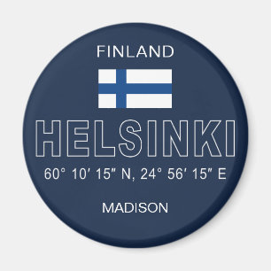 Imán Nombre personalizado Coordenadas de Helsinki