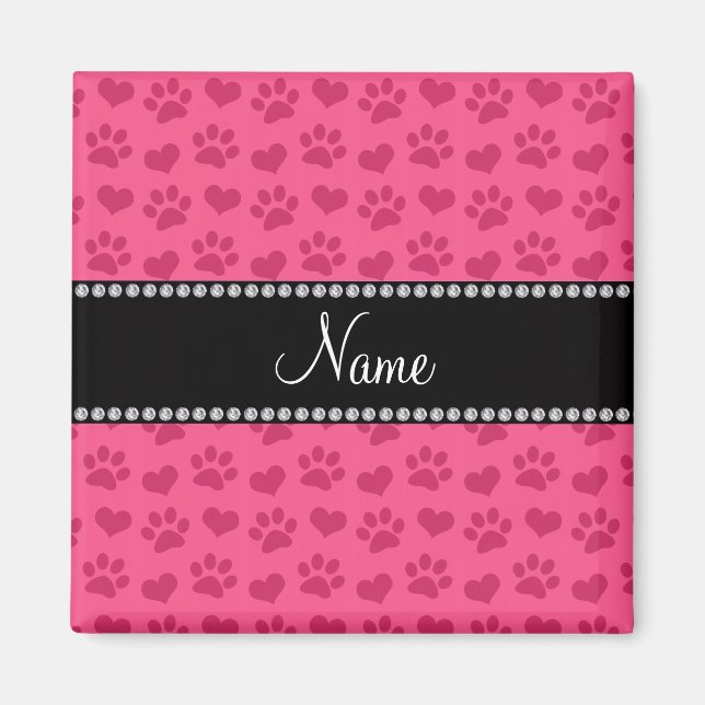 Imán Nombre personalizado: corazones rosas e impresione (Frente)