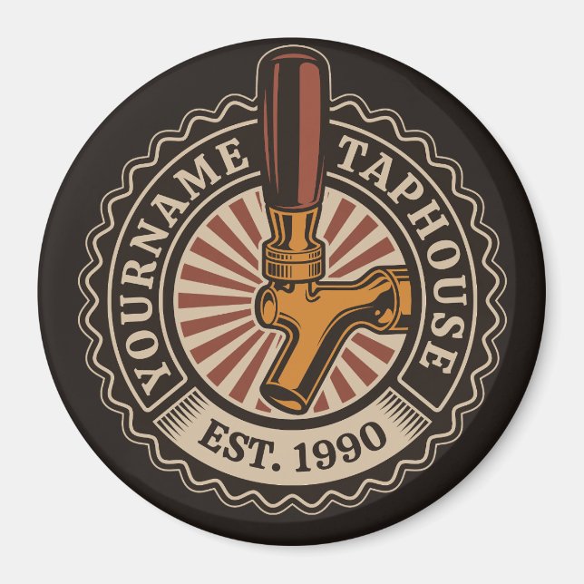 Imán NOMBRE Personalizado Craft Beer Taphouse Brewery B (Frente)