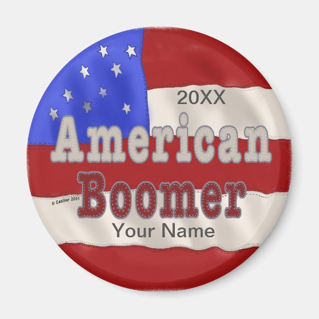Imán Nombre personalizado de Baby Boomer (Frente)