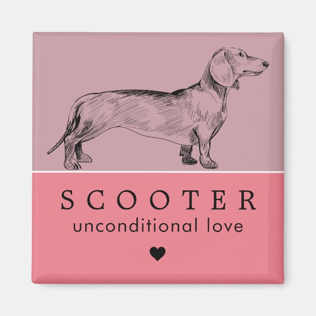 Imán Nombre personalizado de cachorro de perro (Frente)