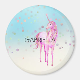 Imán Nombre Personalizado De Confetti De Unicornio Rosa