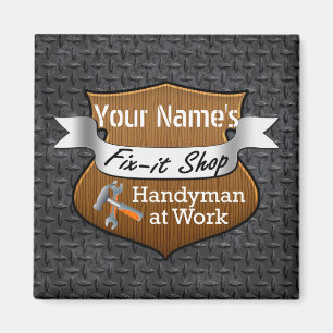 Imán Nombre personalizado de Handyman Fix-It personaliz