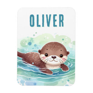 Imán Nombre personalizado de Ilustracion de Otter