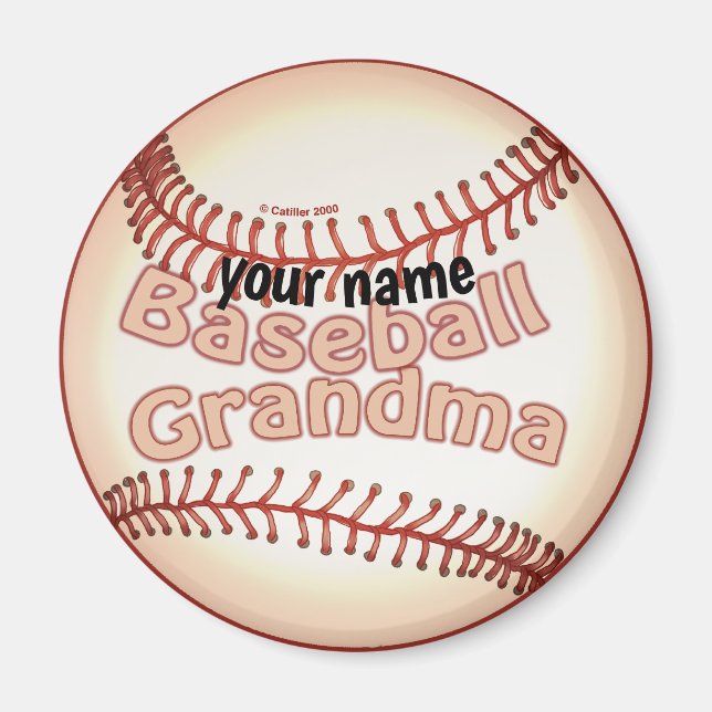 Imán Nombre personalizado de la abuela de béisbol (Frente)