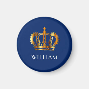 Imán Nombre personalizado de la Corona de Oro Real Azul