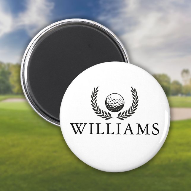 Imán Nombre Personalizado De La Pelota De Golf Y De La  (Golf Ball And Wreath Custom Name Magnet)