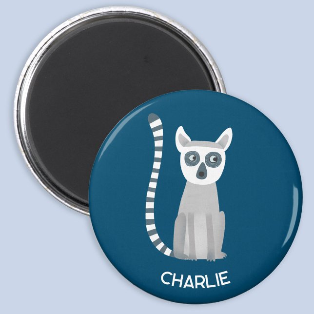 Imán Nombre personalizado de lémur en cola de anillo (Fun personalized name ring tailed lemur magnet)