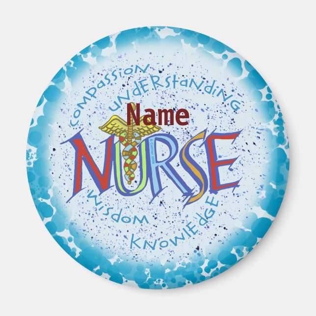 Imán Nombre personalizado de Nurse Motto (Frente)