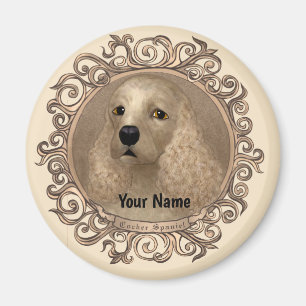 Imán Nombre personalizado de Ornate cocker spaniel