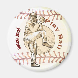 Imán Nombre personalizado de Play Baseball Pitcher