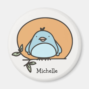 Imán Nombre personalizado del Ilustracion Cute Bluebird