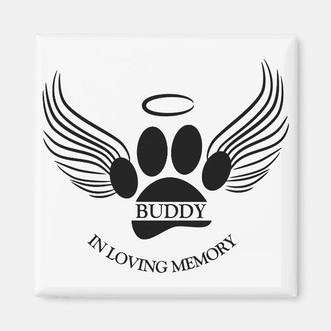 Imán Nombre personalizado del Mascota del perro Angel W (Frente)
