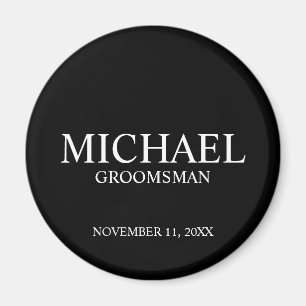 Imán Nombre personalizado del padrino y monograma negro